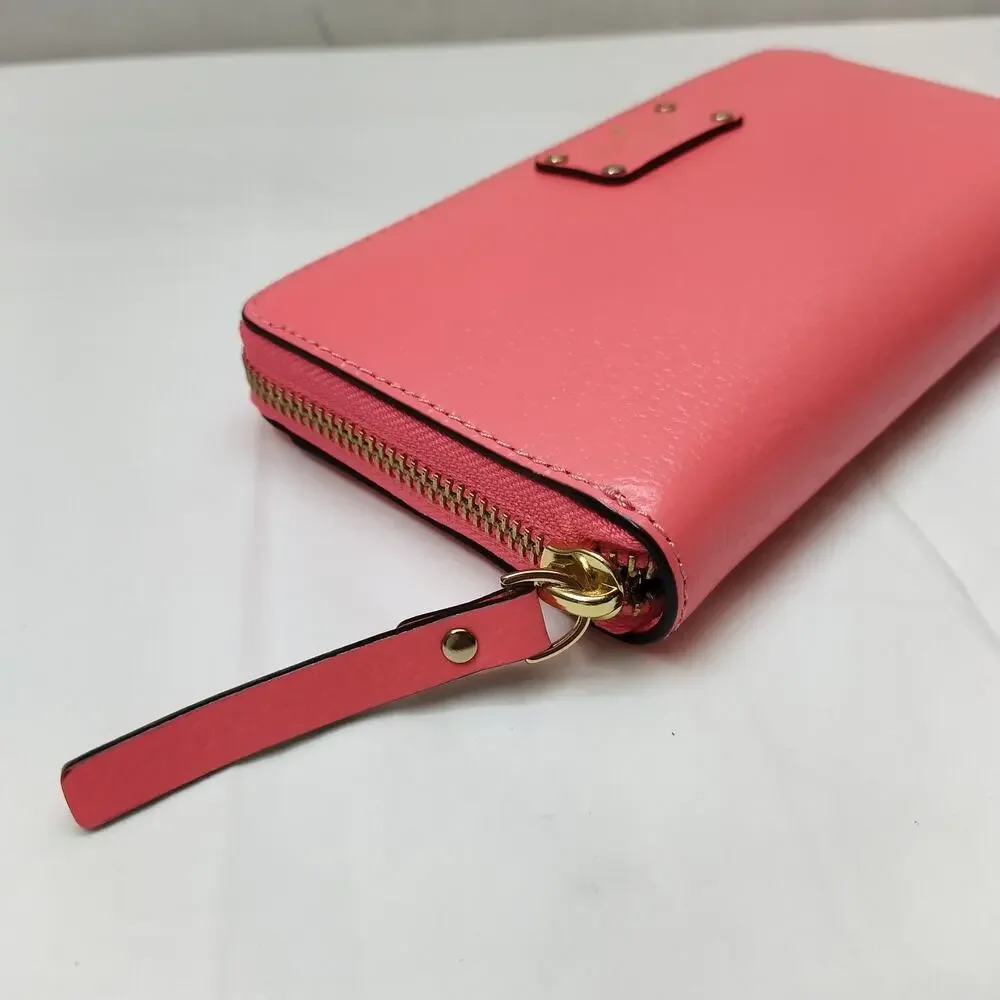Kate Spade Pink Leather Zip Around Credit Card Wallet